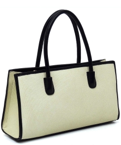 Faux Leather Canvas Satchel Bag CSD007 BLACK